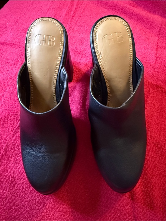 Gianni Bini Shoes - Gianni Bini Black Slip-On Leather Mule Heels